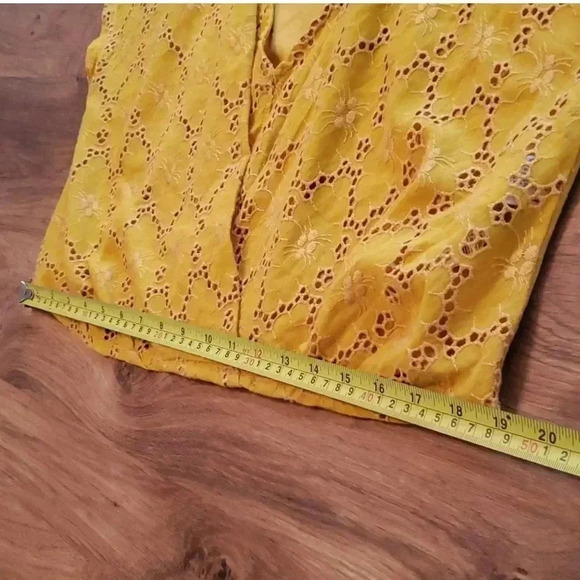 Zara Mustard yellow eyelet crop top size Medium - Picture 7 of 7